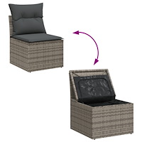 vidaXL 13-delat trädgårdsofa-set med kuddar Grå Poly Rattan Akacia