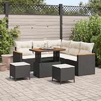 vidaXL 8-delat trädgårdsoff-set med kuddar svart poly rattan akacia, vidaXL 3-delad trädgårds matbord-set med kuddar svart poly...