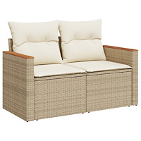 vidaXL 14 Delars Trädgårdsoffaset med Dynor Beige Poly Rattan Akacia