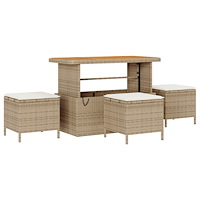 vidaXL 14 Delars Trädgårdsoffaset med Dynor Beige Poly Rattan Akacia