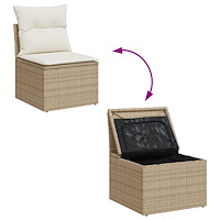 vidaXL 14 Delars Trädgårdsoffaset med Dynor Beige Poly Rattan Akacia
