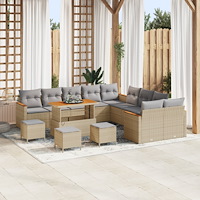 vidaXL 14-delars trädgårdsoffaset med kuddar beige polyrotting akacia, vidaXL 4-delars trädgårdsdining-set med kuddar beige pol...