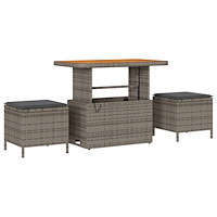 vidaXL 8 Delars Trädgårdsofa Set med Kuddar Grå Poly Rattan Akacia