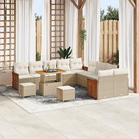 vidaXL 13-delat Trädgårdssoffset med Kuddar Beige Poly Rattan Akacia, vidaXL 3-delat Trädgårdsdining set med Kuddar Beige Poly...