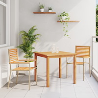 vidaXL 3-delars trädgårds middagsset Beige Poly Rattan Akacia, vidaXL Stapelbara Trädgårdsstolar med Kuddar - Set om 2 i Beige...