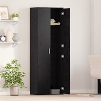 vidaXL Högskåp Svart Ek 60x35x180 cm Konstruerat Trä