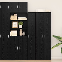 vidaXL Högskåp Svart Ek 30x42.5x185 cm Spånskiva