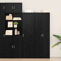 vidaXL Högskåp Svart Ek 50x42.5x185 cm Konstruerat Trä