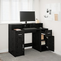 vidaXL Skrivbord Svart Ek 120x55x91 cm Bearbetat trä