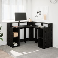 vidaXL Skrivbord Svart ek 130x130x91 cm Konstruerat trä