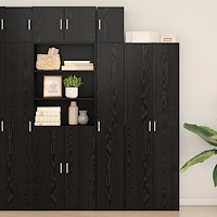 vidaXL Slim Storage Cabinet Svart ek 30x42.5x225 cm Konstruerat trä, vidaXL Väggskåp Svart ek 30x42.5x40 cm Konstruerat trä