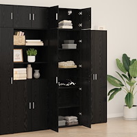 vidaXL Förvaringsskåp Svart Ek 70x42.5x225 cm Konstruerat Trä