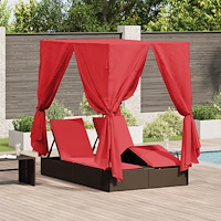 vidaXL Dubbel Solstol med Tak Brun 205 x 129 x 200 cm PE rotting