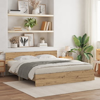 vidaXL Sängram med huvudgavel Hantverksmässig Ek 180x200 cm Konstruerat trä