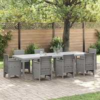 vidaXL Trädgårdsbord Ljusgrå 300x100x73 cm Poly Rattan, vidaXL Trädgårdsbord Ljusgrå 150x100x73 cm Poly Rattan
