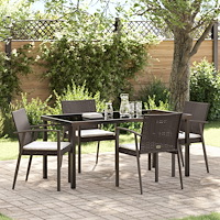 vidaXL Set om 3 Brun PE Rattan Medium Tuff Rektangulär Modern
