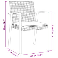 vidaXL Set om 3 Brun PE Rattan Medium Tuff Rektangulär Modern
