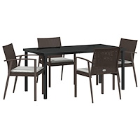 vidaXL Set om 3 Brun PE Rattan Medium Tuff Rektangulär Modern