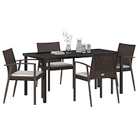 vidaXL Set om 3 Brun PE Rattan Medium Tuff Rektangulär Modern