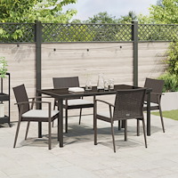 vidaXL Set om 3 Brun PE Rattan Medium Tuff Rektangulär Modern