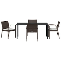 vidaXL Set om 3 Brun PE Rattan Medium Tuff Rektangulär Modern