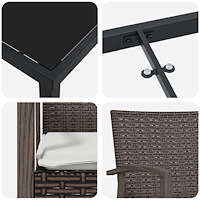 vidaXL Set om 3 Brun PE Rattan Medium Tuff Rektangulär Modern