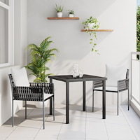 vidaXL 3-delat trädgårdsdining set med kuddar Brun Poly Rattan