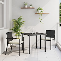 vidaXL 3-delat trädgårds matset svart poly rattan