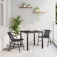 vidaXL 3-delat trädgårdsdining set svart poly rotting