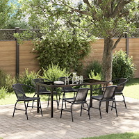 vidaXL 7-delade trädgårdsset Svart Poly Rattan