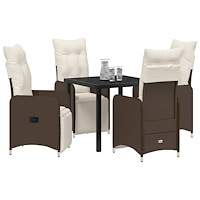 vidaXL 5 Delars Trädgårdsdining Set med Kuddar Brun Poly Rattan