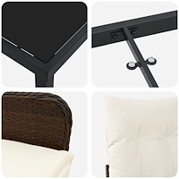 vidaXL 5 Delars Trädgårdsdining Set med Kuddar Brun Poly Rattan
