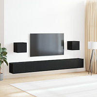 vidaXL 7-delat TV-skåpsset Svart ek Konstruerat trä, vidaXL TV-väggskåp (2 delar) - Svart ek, 80x30x30 cm, gjort av konstruerat...