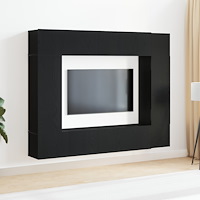 vidaXL 8-delad TV-bänk uppsättning väggmonterad svart ek konstruerat trä, vidaXL svart ek TV-ställ 80x30x30 cm tillverkat av ko...