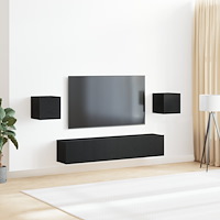 vidaXL 6 delar TV-bänksats Svart ek Konstruerat trä, vidaXL TV-väggskåp (Set om 2) - Svart ek, 80x30x30 cm, Gjord av konstruera...