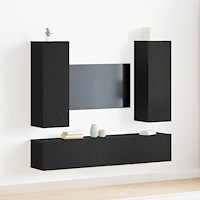 vidaXL 4-delat TV-skåpsset Väggmonterat Svart ek Konstruerat trä, vidaXL Svart ek TV-ställ 80x30x30 cm Tillverkat av konstruera...