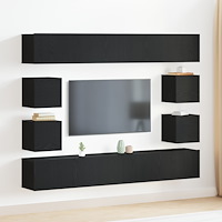 vidaXL 6-delars TV-skåpsset väggmonterat svart ek konstruerat trä, vidaXL Väggmonterade TV-skåp 2 st svart ek 30,5x30x30 cm, vi...