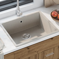 vidaXL köksdiskho med överloppshål beige granit