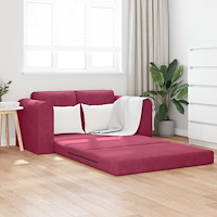 vidaXL Floor Sofa Bed 2-i-1 Vinröd 148x71x83 cm Sammet