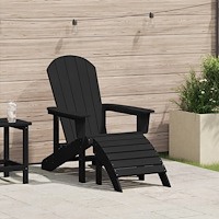 vidaXL Adirondackstol med fotstöd Svart HDPE