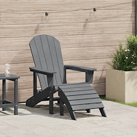 vidaXL Adirondack Stol med Fotstöd Ljusgrå HDPE