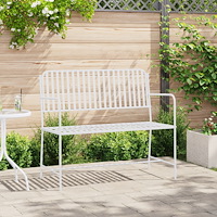 vidaXL Bänk Vit Metall 103.5 x 51.5 x 90 cm Hållbar Utomhusbänk