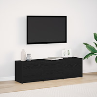 vidaXL TV-bänk med LED Svart Ek 140x34x40 cm Konstruerat Trä
