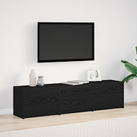 vidaXL TV-bord med LED Svart ek 162,5x34x40 cm Hållbart trä