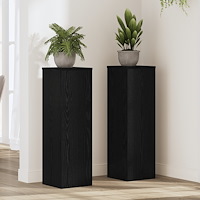 vidaXL Växtställ 2 st Svart Ek 25x25x80 cm Ingenjör trä
