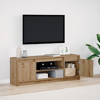 vidaXL TV-bänk med LED i Artisan Oak 139,5x34x50 cm, gjord av konstruerat trä