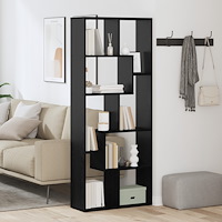 vidaXL Rumsdelare Bokhylla Svart Ek 67x25x161.5 cm Konstruerat Trä