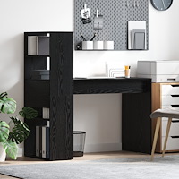 vidaXL Skrivbord med Förvaring Svart Ek 113x54x120 cm Konstruerat Trä