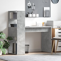 vidaXL Skrivbord med förvaring Betonggrå 113x54x120 cm Konstruerat trä