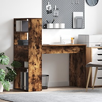 vidaXL Skrivbord med Förvaring Rökt Ek 113x54x120 cm Konstruerat Trä